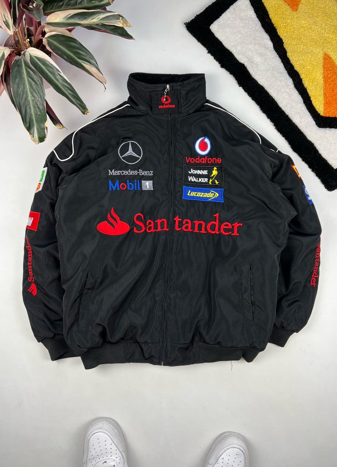 image of Mercedes Benz x Racing Vintage Mercedes-Benz Lewis Hamilton Mobil 1 Racing Jacket in Black (Size XL