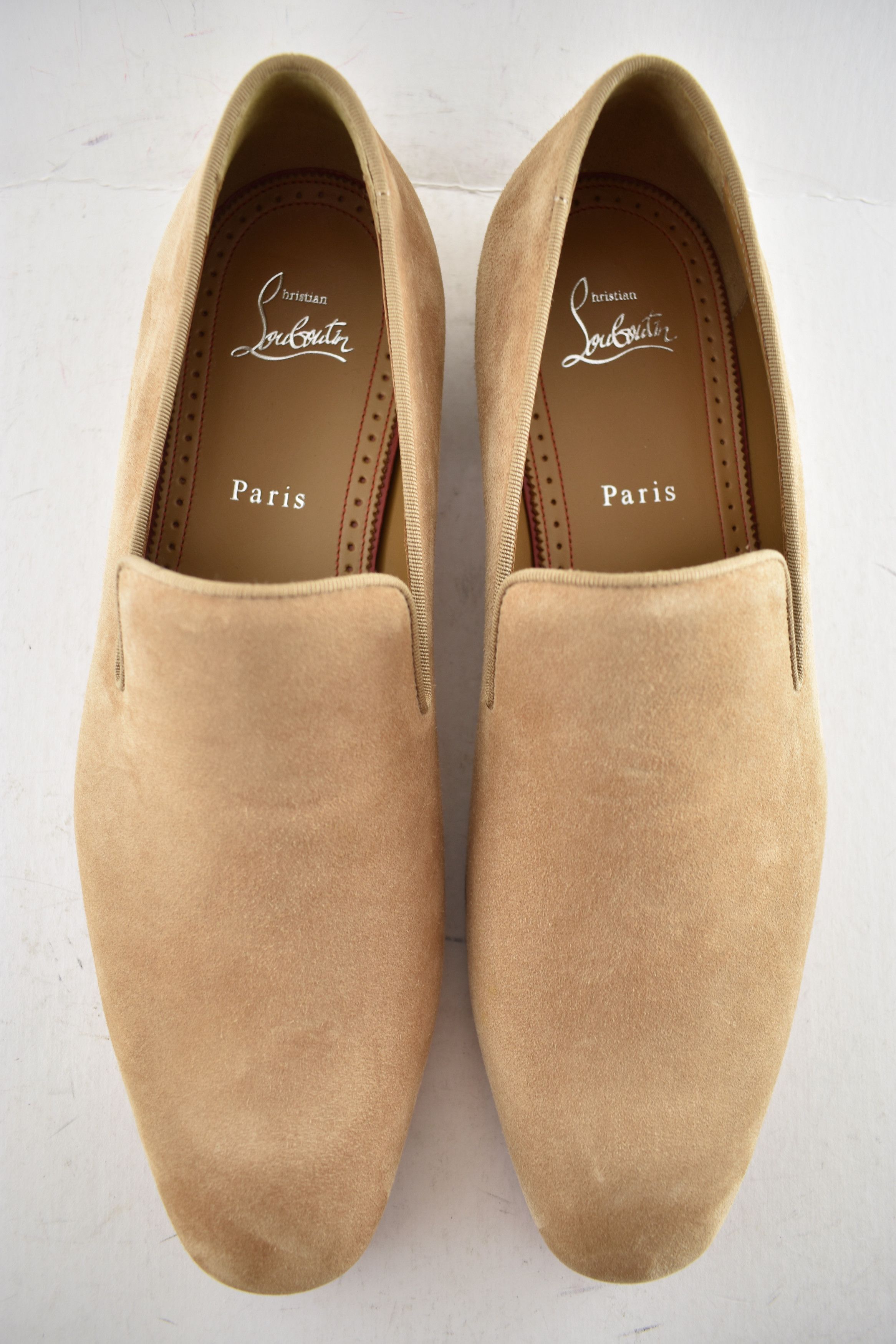 Christian Louboutin Mens Dandelion Flat Lionne Beige Suede Dress Loafer 44 11 Size US 11 / EU 44 - 9 Thumbnail