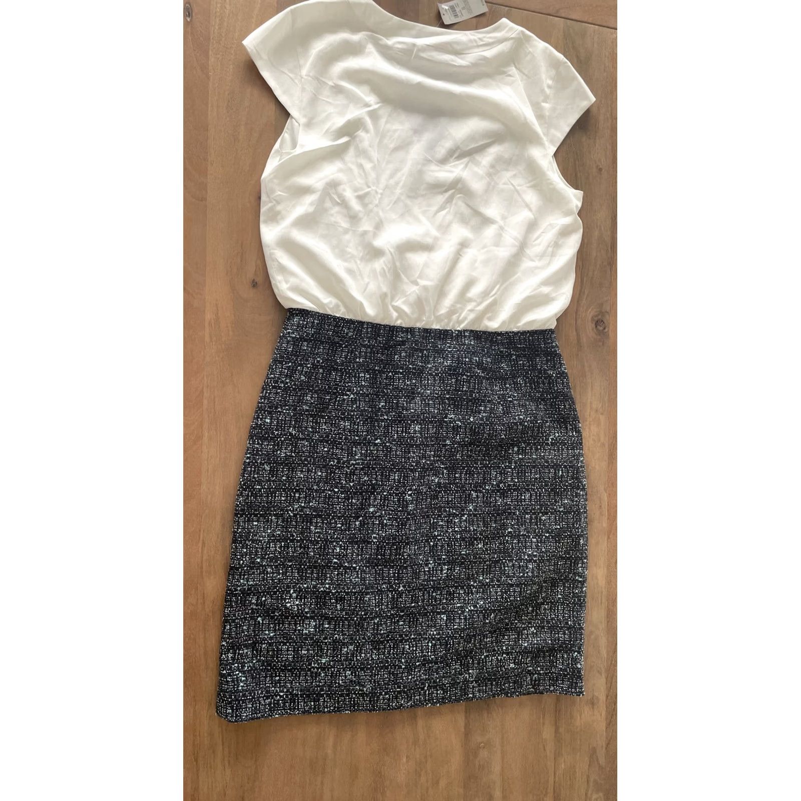 Ann Taylor NWT Ann Taylor Dress Womens 8 Black/White Sleeveless A-Line Bodycon Office Dress Shirt? Size M / US 6-8 / IT 42-44 - 2 Thumbnail