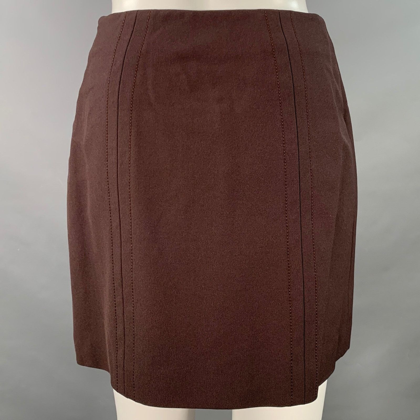 Other 6 Brown Rayon Blend Single Breasted Blazer Mini Skirt Set Size 28" / US 6 / IT 42 - 5 Thumbnail