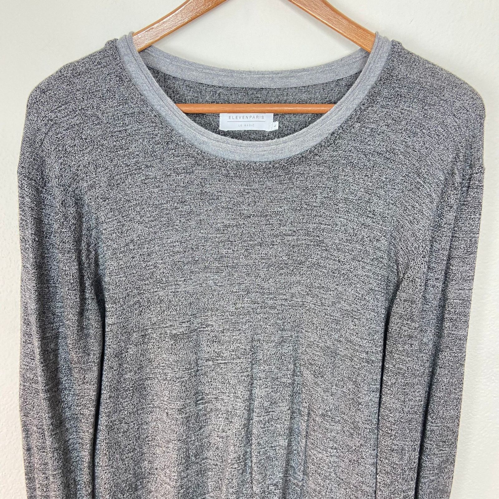 Eleven Paris Eleven Paris Le Basic Sweater L Heathered Gray Pullover Size US L / EU 52-54 / 3 - 2 Thumbnail