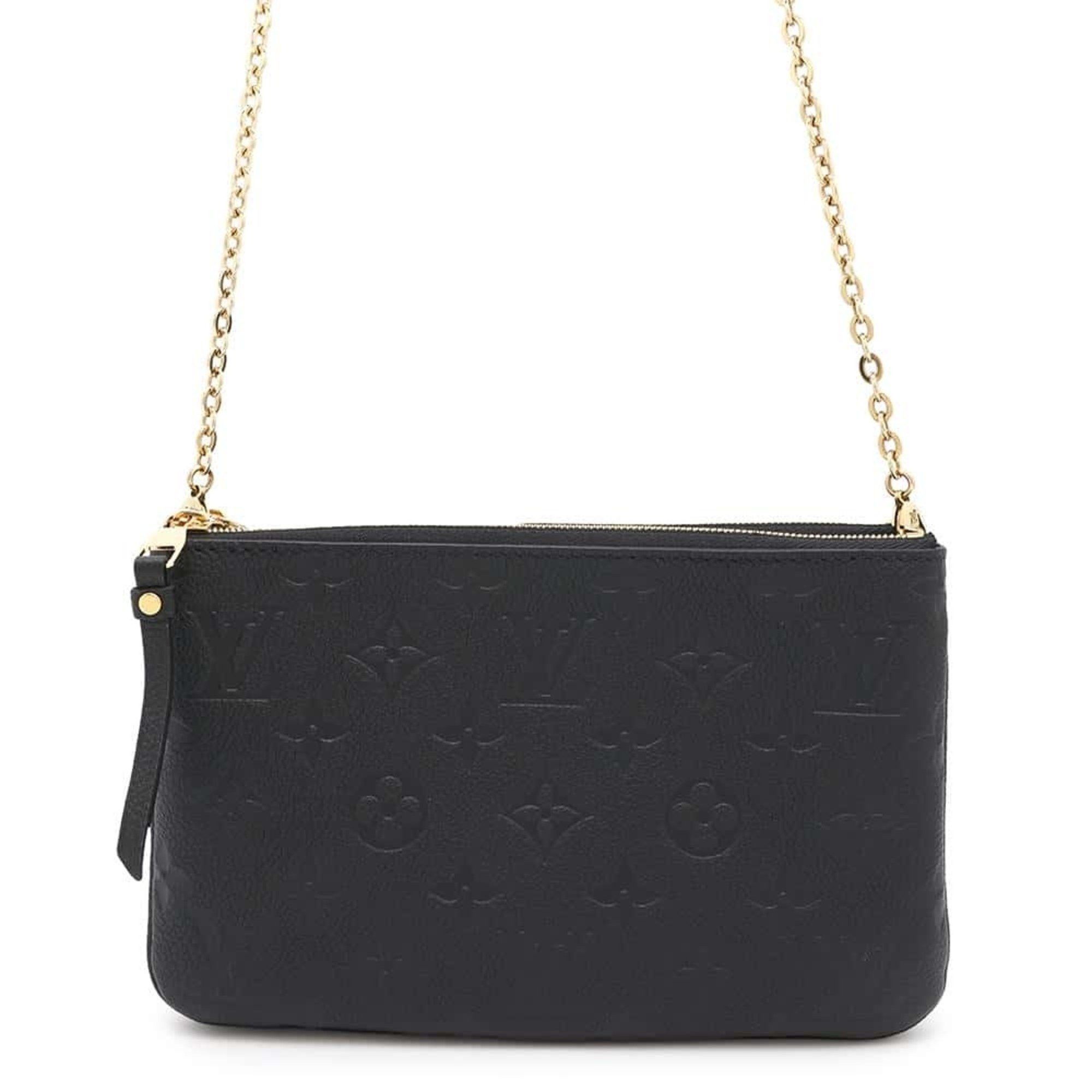 Louis Vuitton Chain Shoulder Bag Monogram Empreinte Pochette Double Zip M68568 Black, Women's