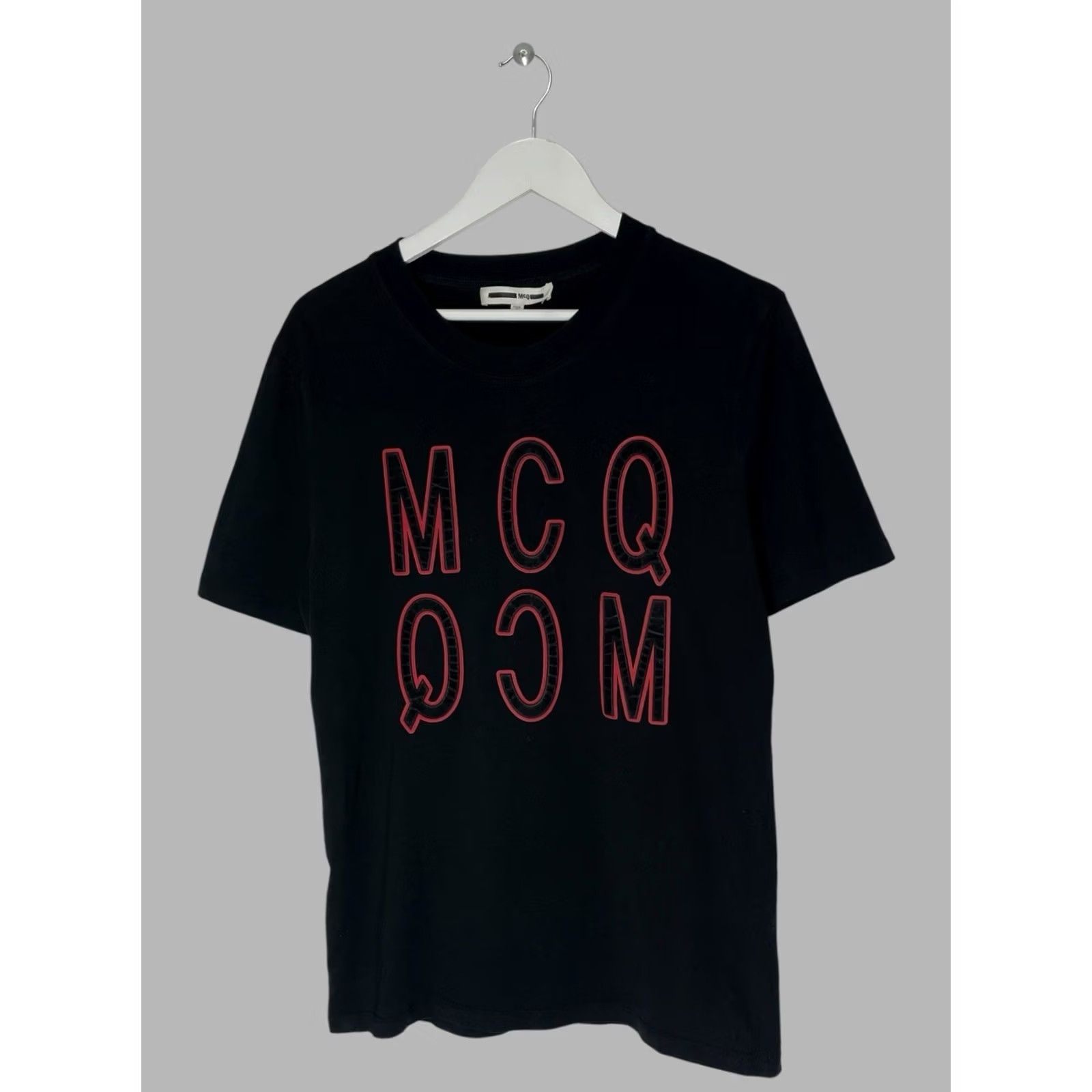 Alexander McQueen McQ Alexander McQueen Velvet Logo T-Shirt, Black, L, Men, Crew Neck, Cotton, Regular, All Seasons, Designer, Vintage: No Size US L / EU 52-54 / 3 - 2 Thumbnail