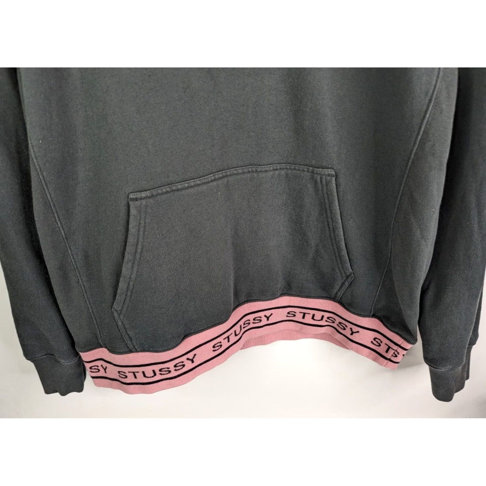 Vintage Stussy Men's Faded Black Pink Jacquard Rib Long Sleeve Pullover Hoodie Sz Medium Size US M / EU 48-50 / 2 - 3 Thumbnail