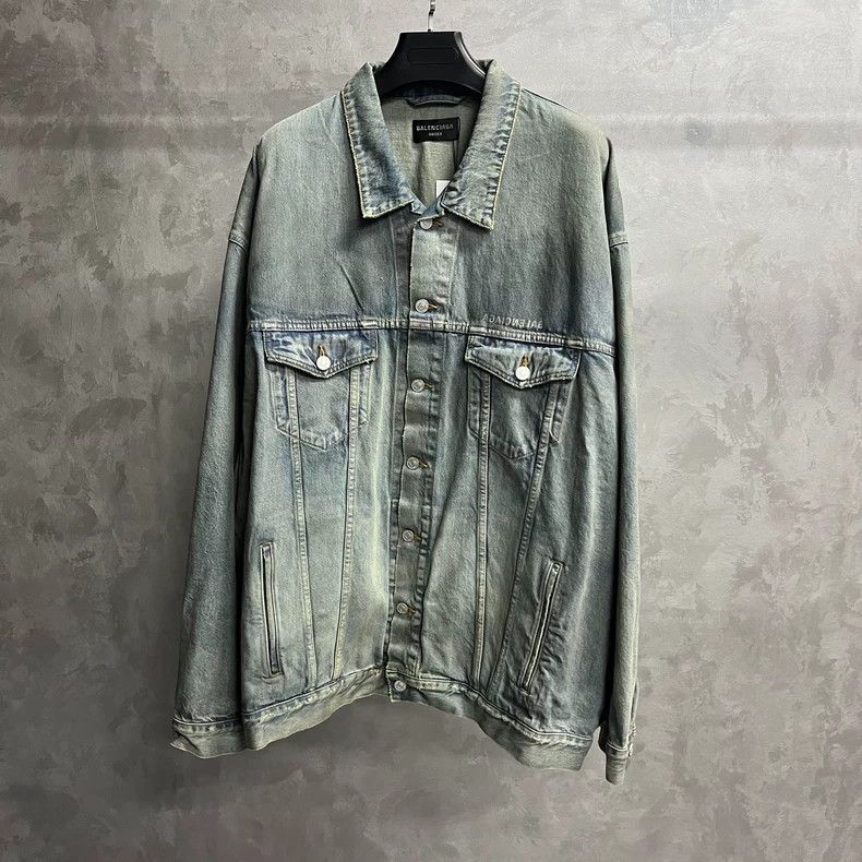 Balenciaga Balenciaga Blue Denim Jacket with Logo Print Size US M / EU 48-50 / 2 - 1 Thumbnail