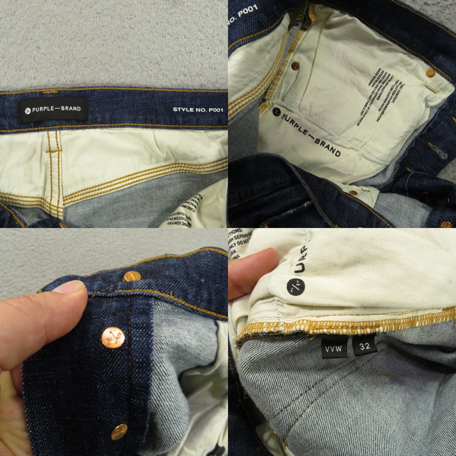 J Brand Purple Brand Jeans Men 32x34 P001 Low Rise Slim Fit Dark Indigo Fades Distressed Jeans Size US 32 / EU 48 - 8 Thumbnail