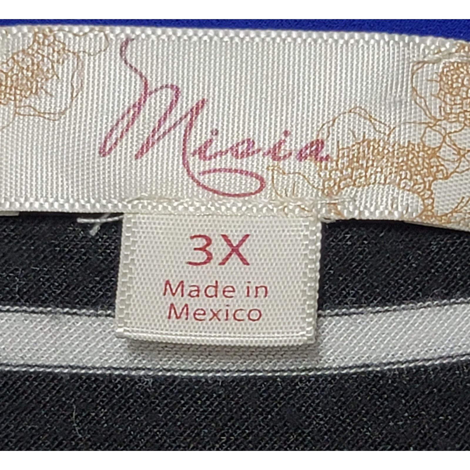 Other Misia Black White Stripe Blue Back Panel Insert Top 3X Plus Size 3XL / US 20-22 - 3 Thumbnail
