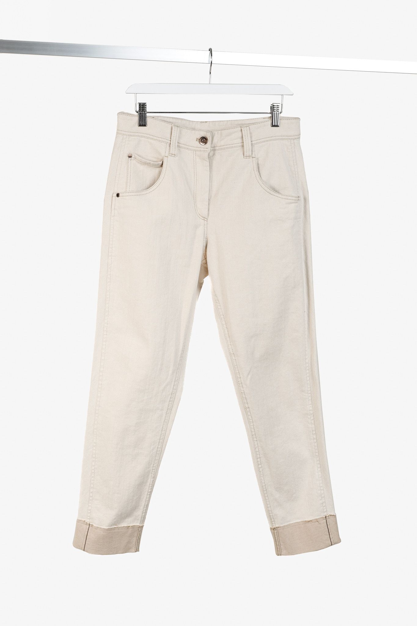 Brunello Cucinelli Brunello Cucinelli SS/20 Monili-Bead Distress-Cuff Jeans Size 28" / US 6 / IT 42 - 1 Thumbnail