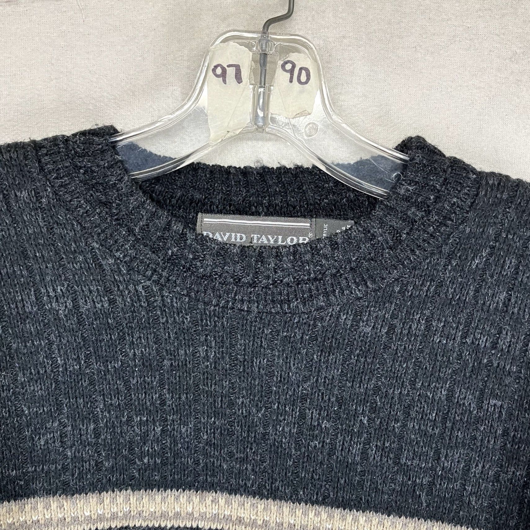 Vintage VINTAGE David Taylor Sweater Mens LT TALL Fair Isle Knit Pullover Black Crew Neck Long Sleeve 90s USA Pullover Jumper Knit Casual Size US L / EU 52-54 / 3 - 5 Thumbnail