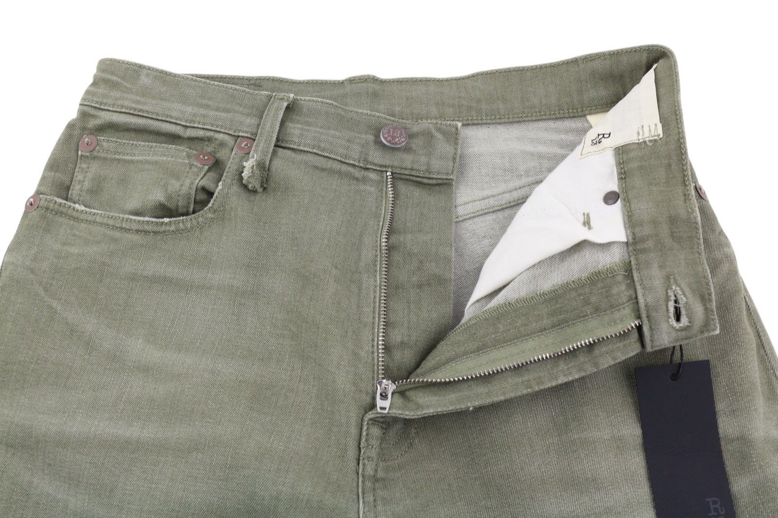 R13 JANE 27 Olive Green Stretch Faded High Rise Straight 85786 Size 27" / US 4 / IT 40 - 5 Thumbnail