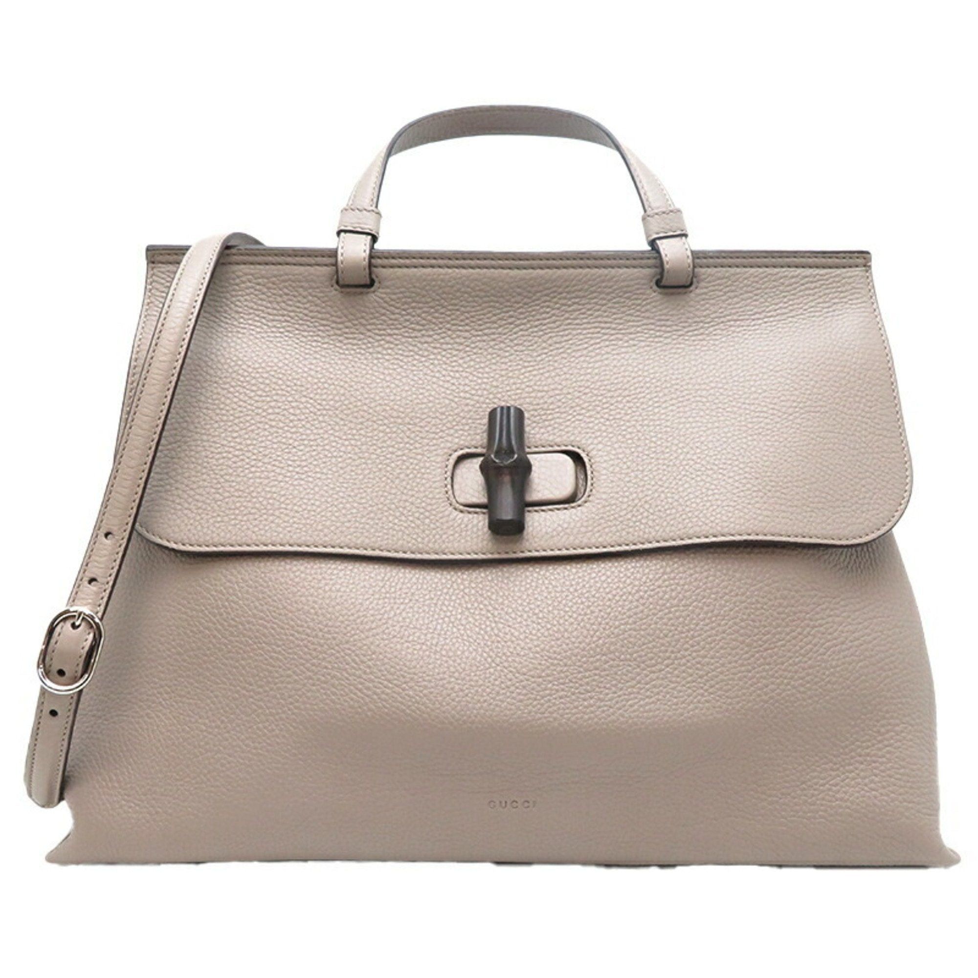 image of Gucci Bamboo Daily Women's Handbag 370830 Leather Gray in Grey