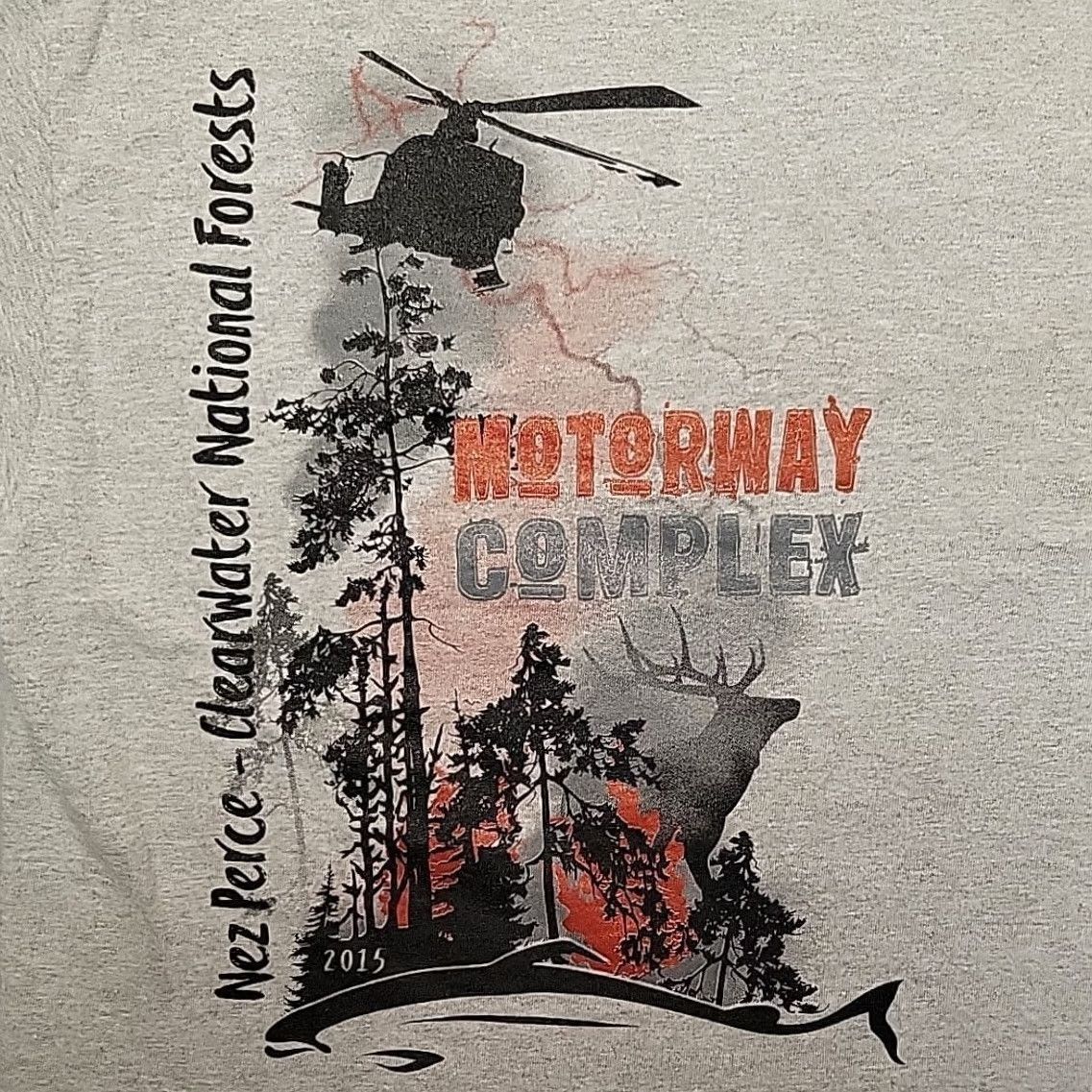 Vintage Wildland Firefighter Shirt Mens M 2015 Nez Perce Clearwater Forest ID Gray Cotton Blend Jersey Crew Neck Short Sleeve Graphic Print T-Shirt Size US M / EU 48-50 / 2 - 5 Thumbnail