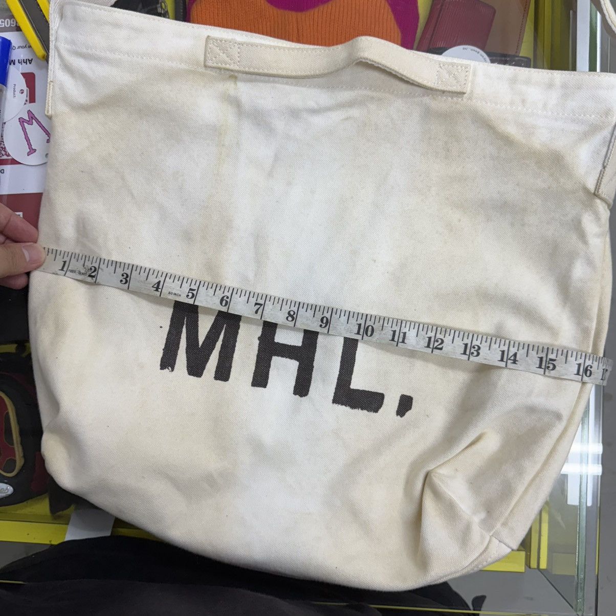 Japanese Brand MHL Margaret Howell Decay White Canvas Crossbody / Tote Bag Size ONE SIZE - 5 Thumbnail