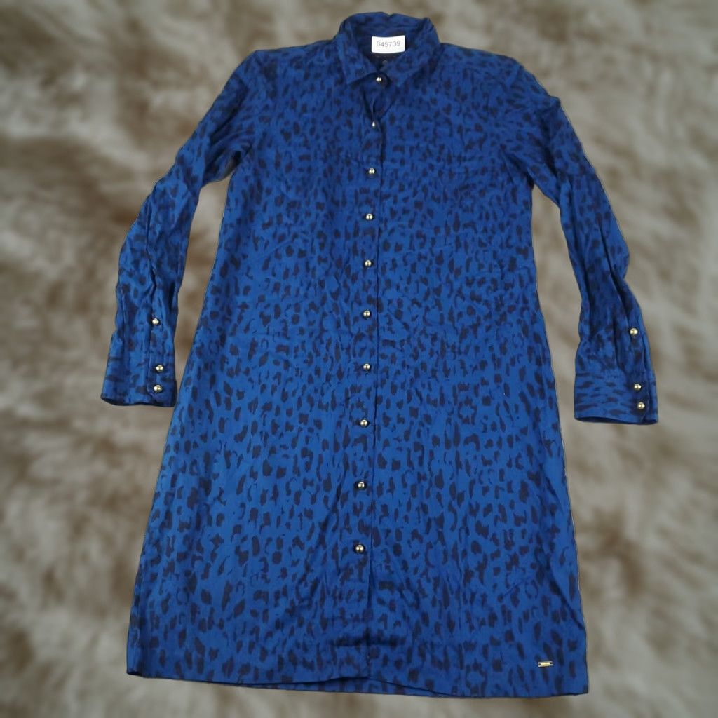Tommy Hilfiger Tommy Hilfiger Blue Shirt Dress Womens XS Cotton Short Sleeve Button Front Size XS / US 0-2 / IT 36-38 - 1 Thumbnail