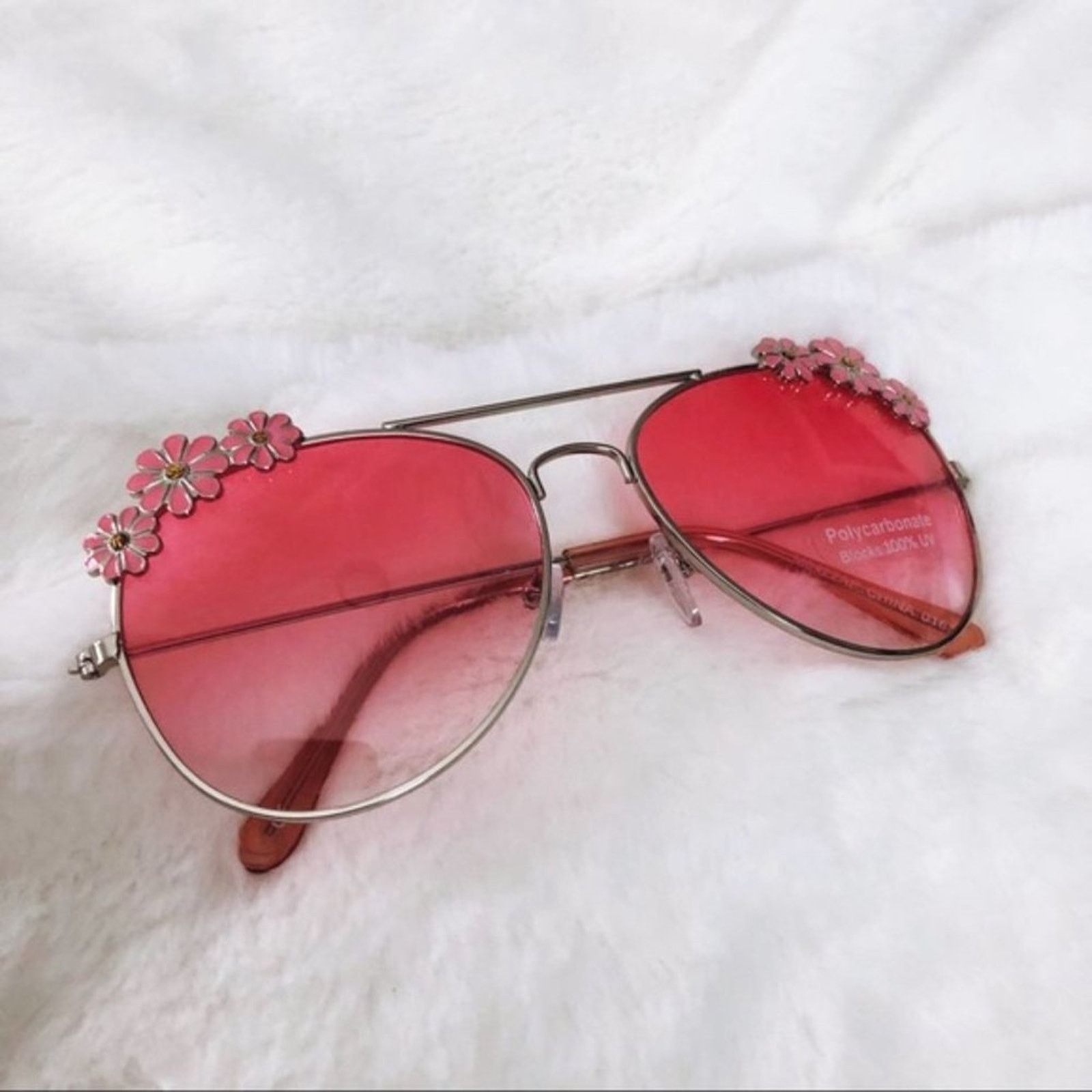 Other Flower Pink Accented Trim Aviators Sunglasses Size ONE SIZE - 8 Thumbnail