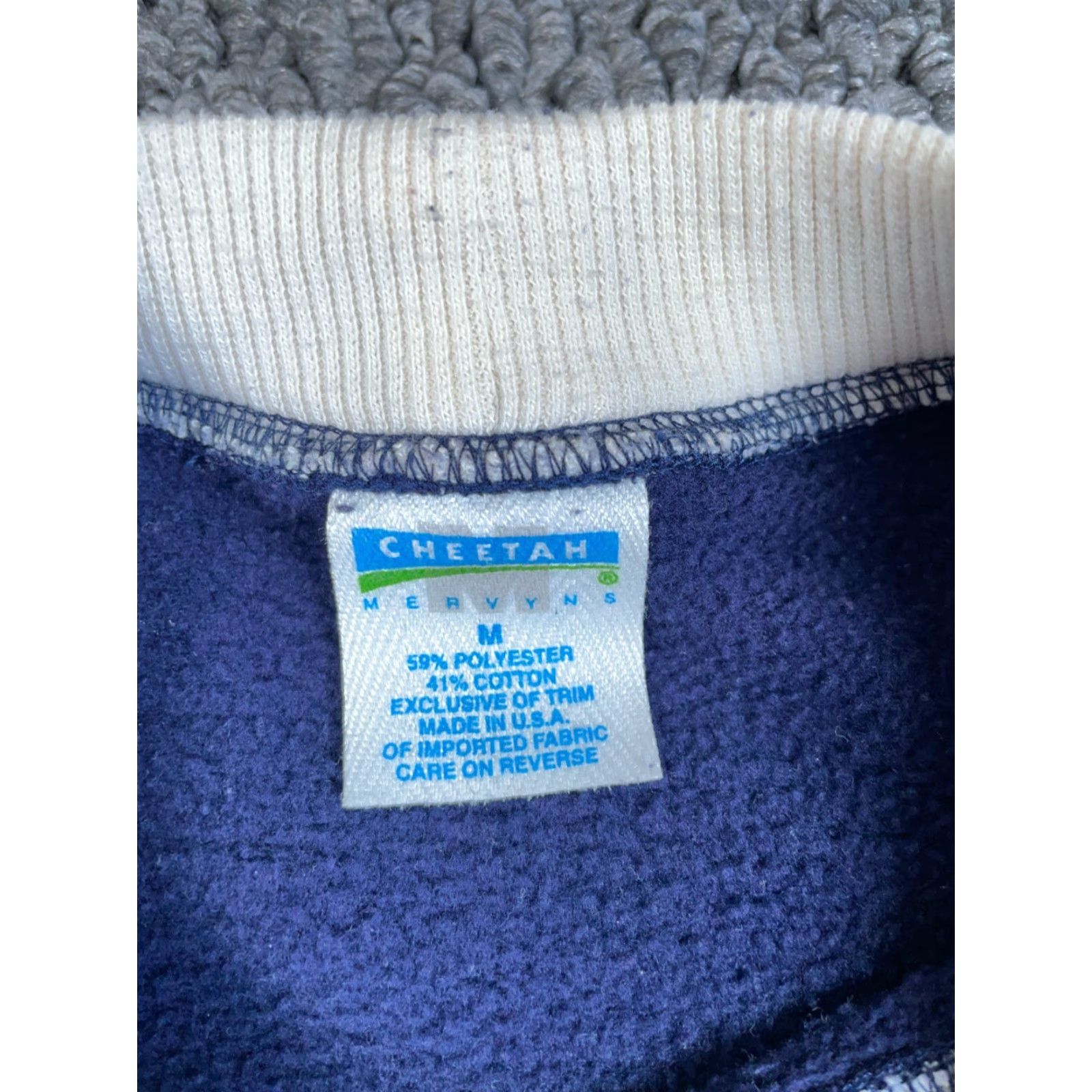 Vintage VTG Cheetah Striped Sweatshirt Adult Medium Blue White Elbow Patches Mervyns Cheetah Size US M / EU 48-50 / 2 - 3 Thumbnail