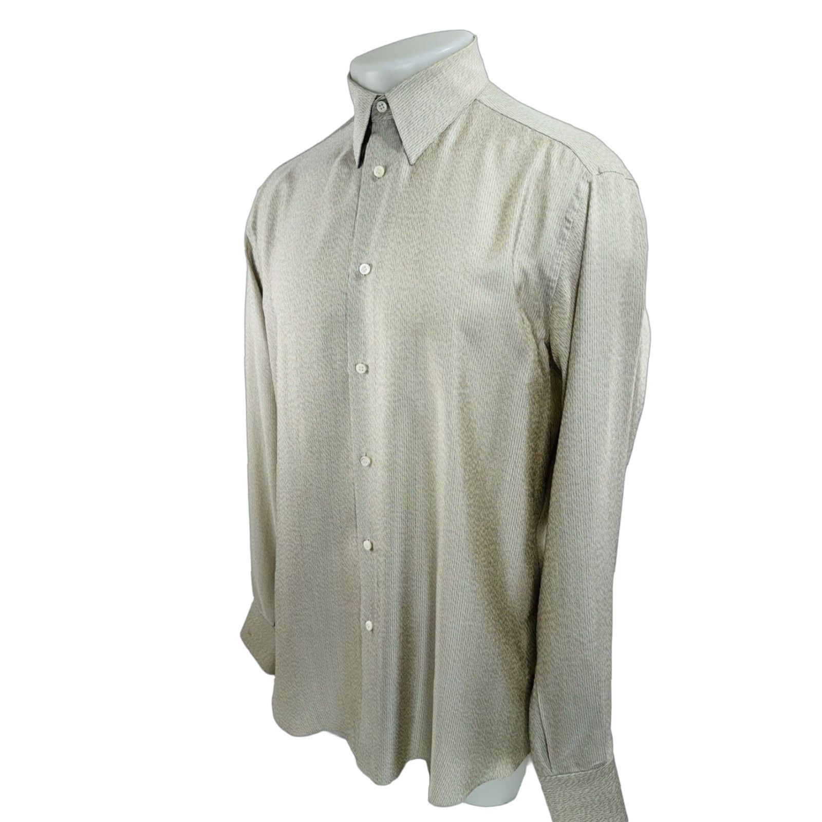Brioni BRIONI Silk Mens S Shirt Long Sleeve Beige / Grayish Button-Up - Italy - Regular Size S Mens Shirt Silk Brioni Size US S / EU 44-46 / 1 - 1 Thumbnail