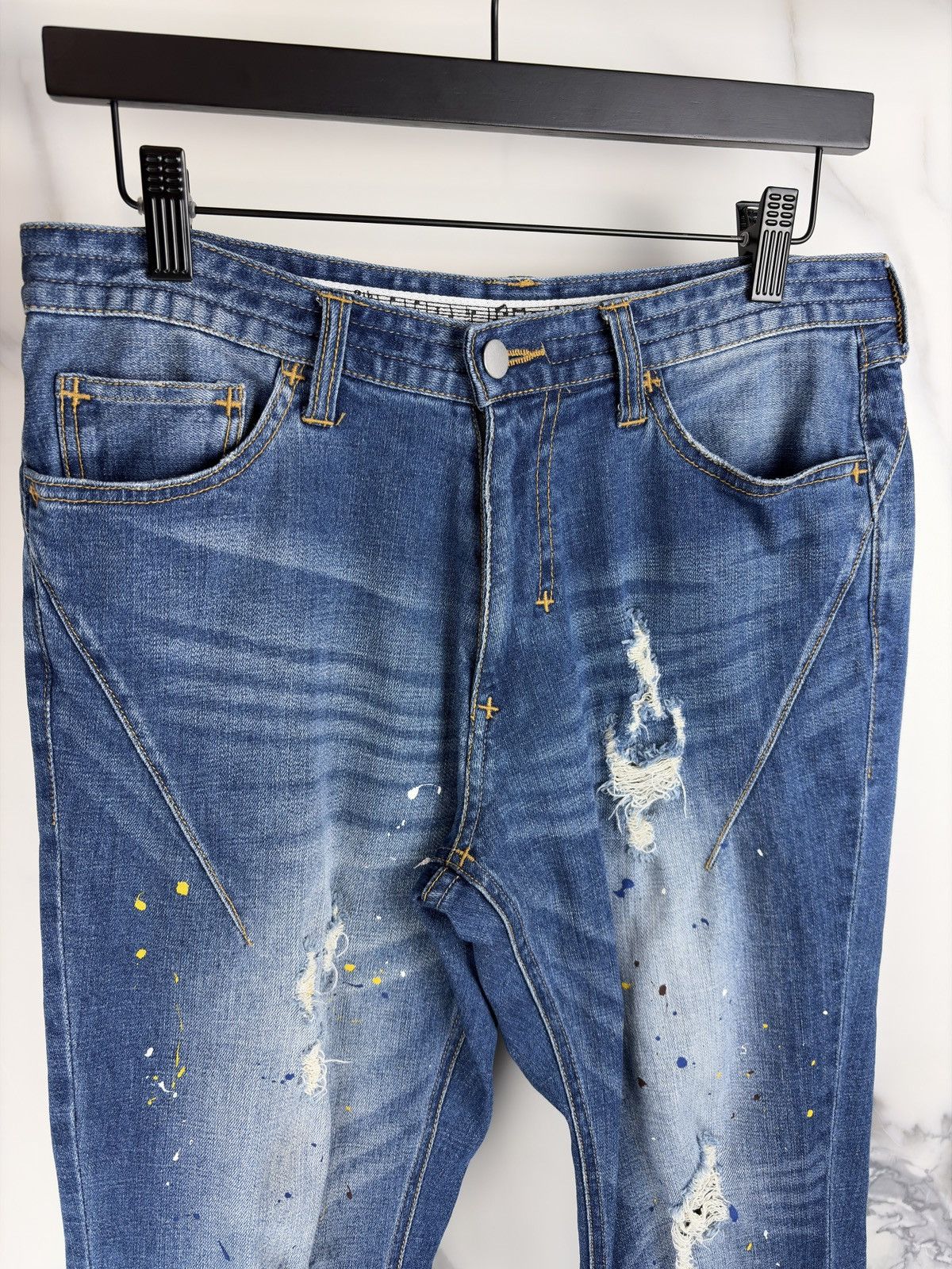 Number (N)ine Number (N)ine Music Note Paint Splatter Denim Jeans Size US 28 / EU 44 - 3 Thumbnail