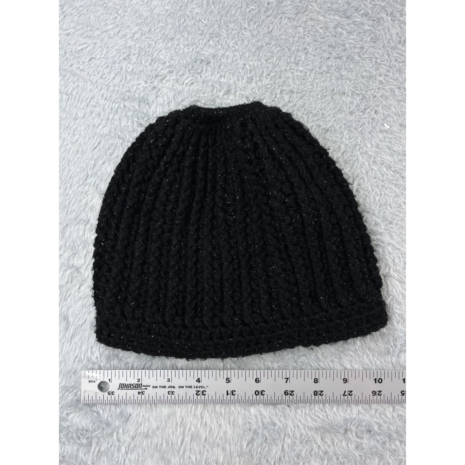 Vintage Beanie Womens One Size Black Knit Acrylic Metallic Blend Sparkly Snow Ski Size ONE SIZE - 3 Thumbnail