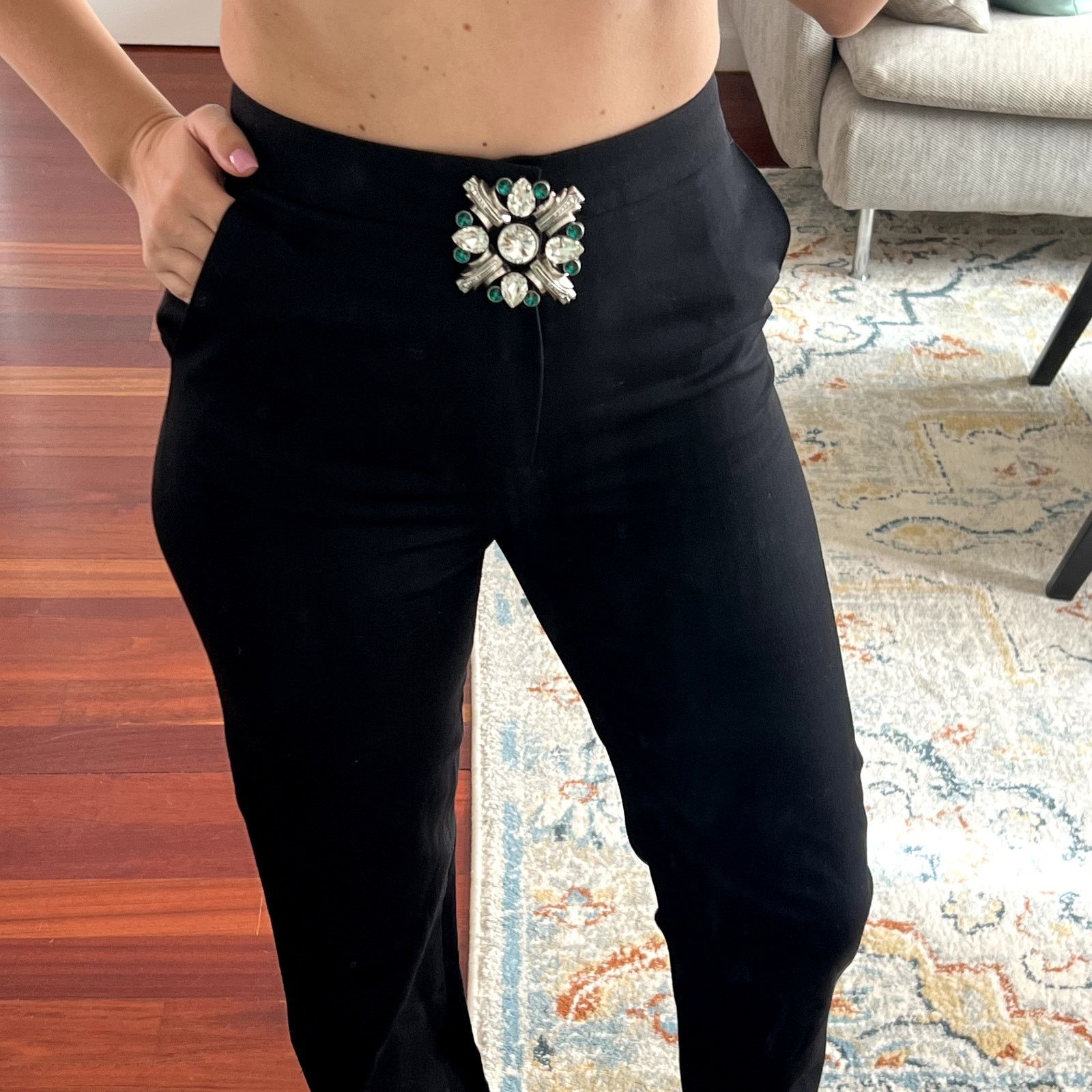 Area Area Crystal Brooch Trousers Pants size 4 100% virgin wool Size 27" / US 4 / IT 40 - 3 Thumbnail