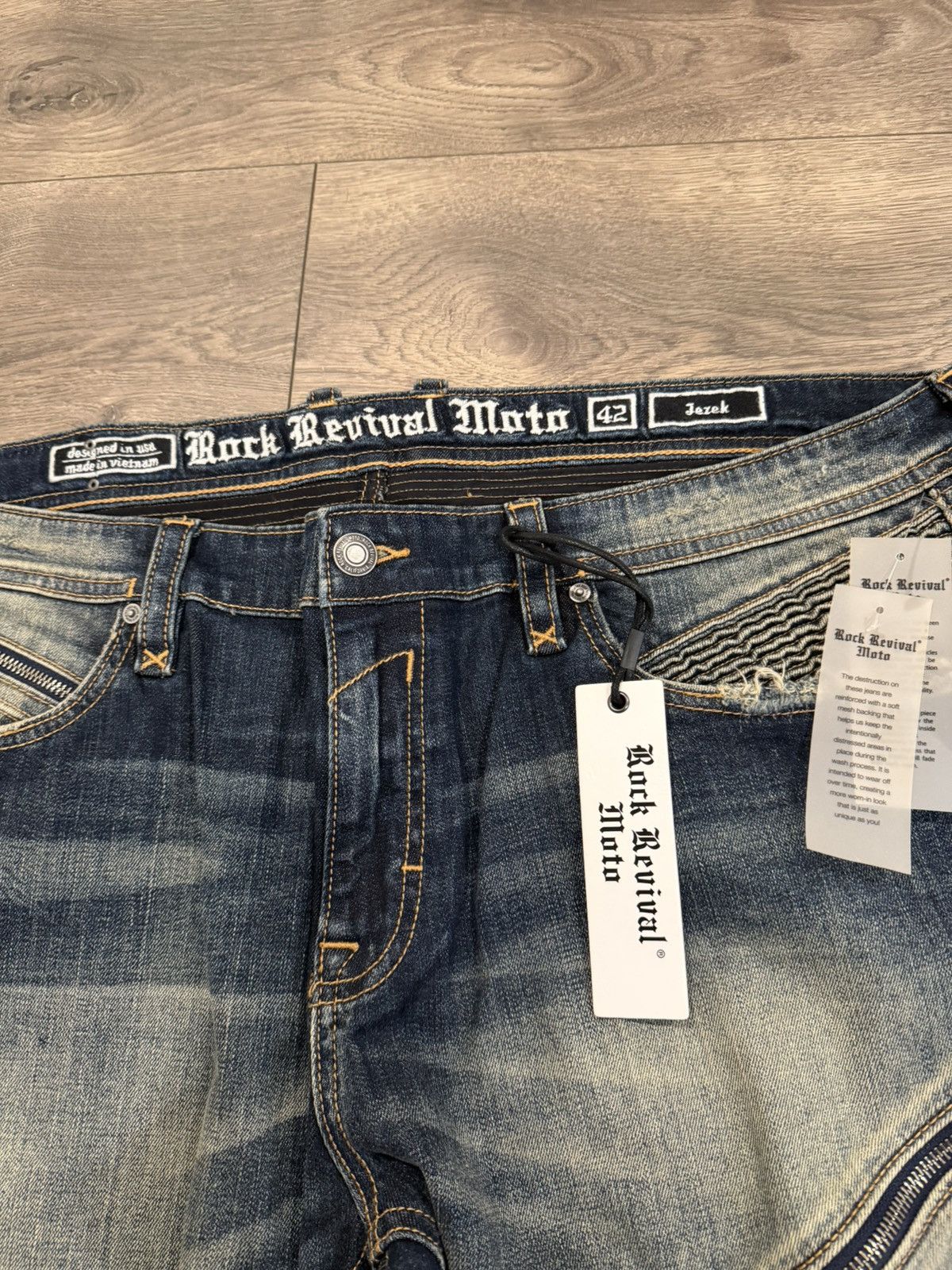 Rock Revival Rock Revival Moto Jezek Blue Jeans Biker Mens Sz 42 Size US 42 / EU 58 - 4 Thumbnail
