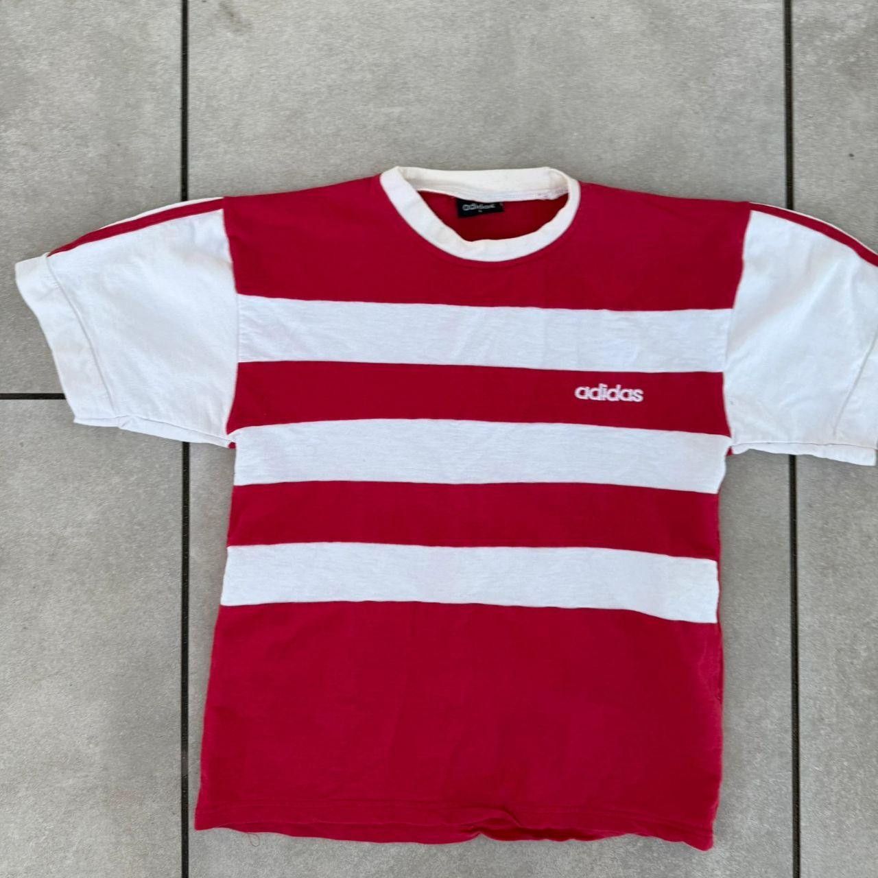 Adidas Adidas Striped T shirt White Red Vintage 90s Boxy Size US M / EU 48-50 / 2 - 4 Thumbnail