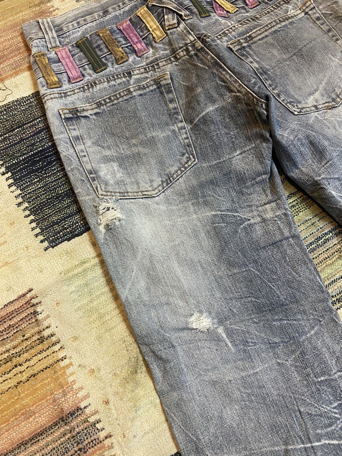 If Six Was Nine × Japanese Brand ❗️Distressed ❗️ Nylaus Denim Double Waist Jeans Size US 32 / EU 48 - 10 Thumbnail