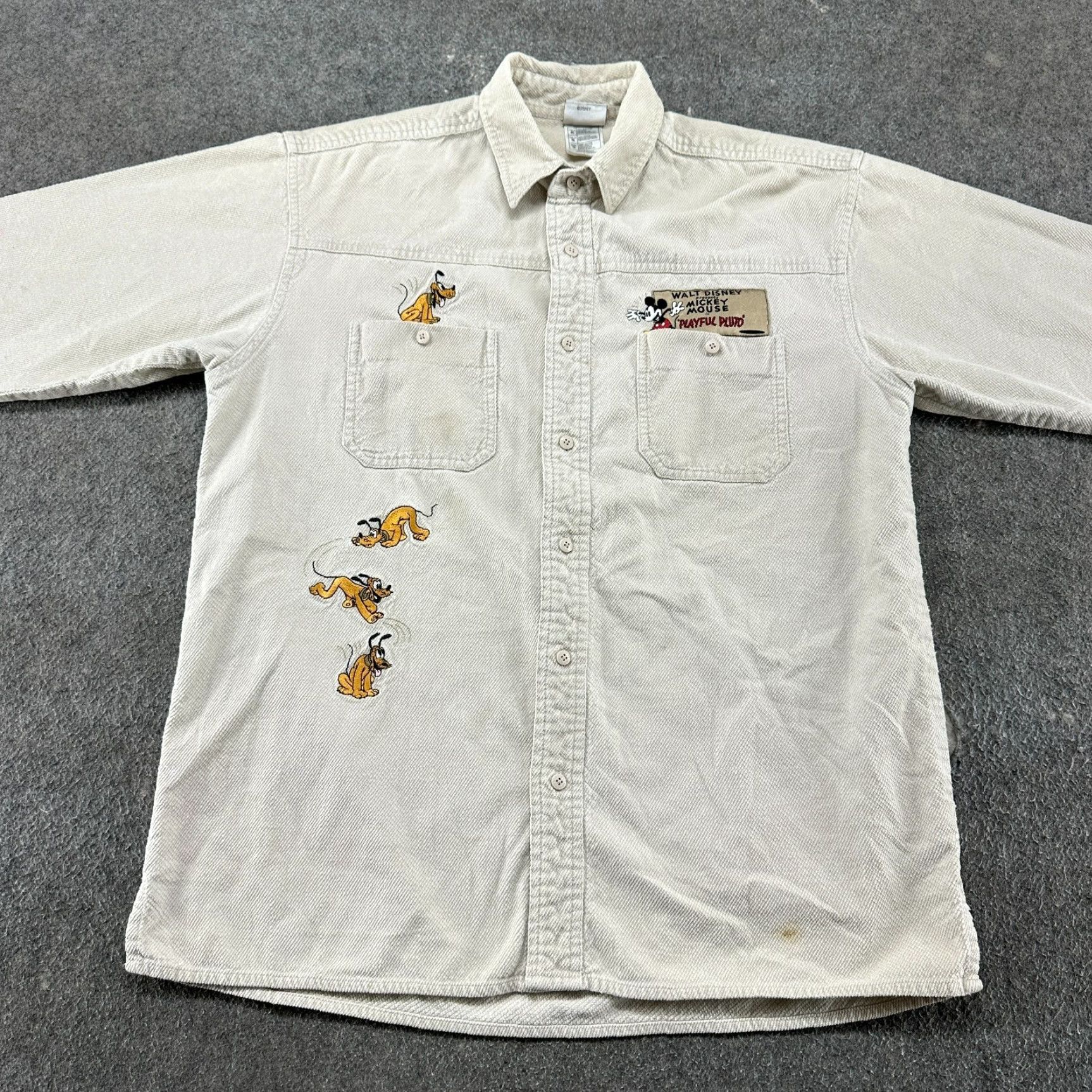 Disney VINTAGE Disney Shirt Men M Corduroy Button Up Mickey Mouse 90s Ivory Long Sleeve Cardinal? Size US M / EU 48-50 / 2 - 3 Thumbnail