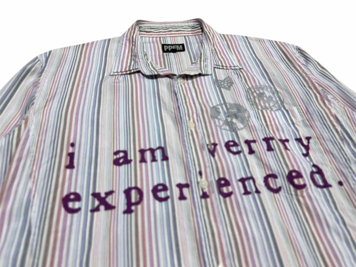 PPFM 🔥Sick Y2K PPFM Poem Striped Shirt Long Sleeve Double Collar Size US L / EU 52-54 / 3 - 1 Thumbnail
