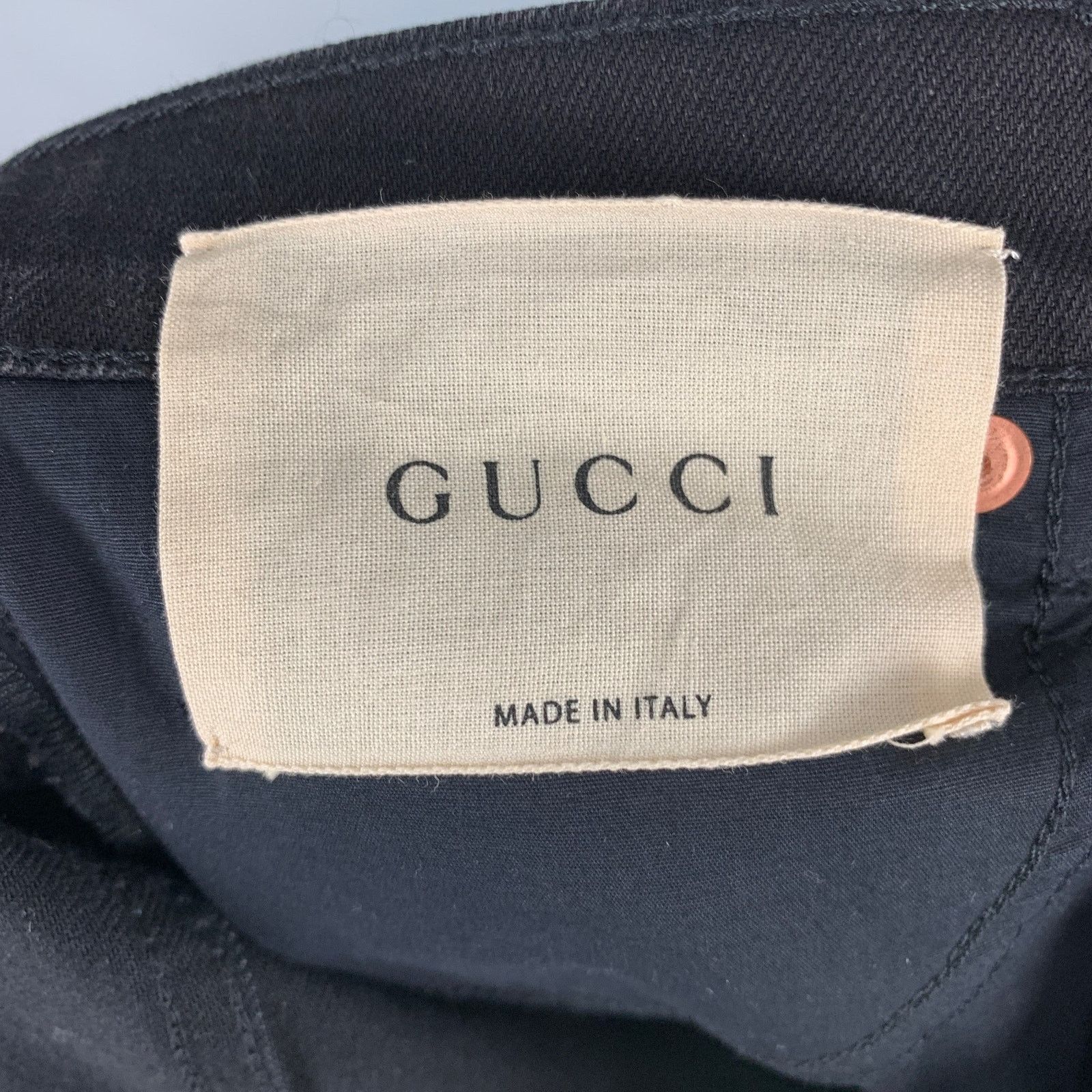 Gucci GUCCI Size 28 Black Embroidery Cotton Skinny Jeans Size US 28 / EU 44 - 6 Thumbnail