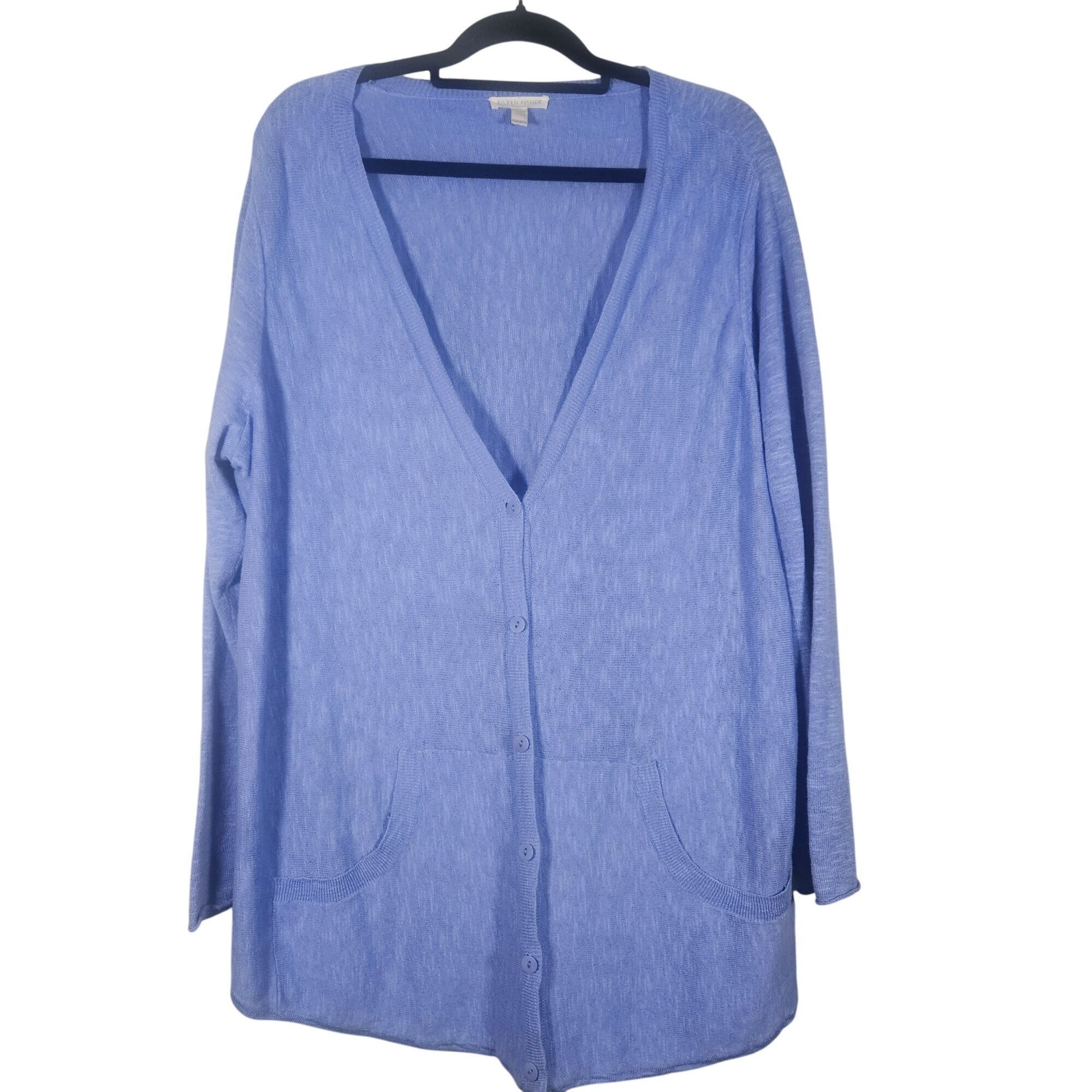 Eileen Fisher VTG Eileen Fisher Organic Linen Cotton Blue Cardigan 1X Coas Size XL / US 12-14 / IT 48-50 - 2 Thumbnail