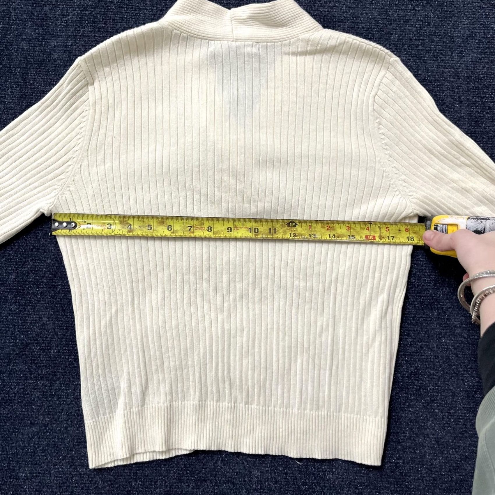 Ralph Lauren VINTAGE Lauren Ralph Lauren Sweater Womens Petite Large White Ribbed Shawl Collar Cotton Size L / US 10 / IT 46 - 6 Thumbnail