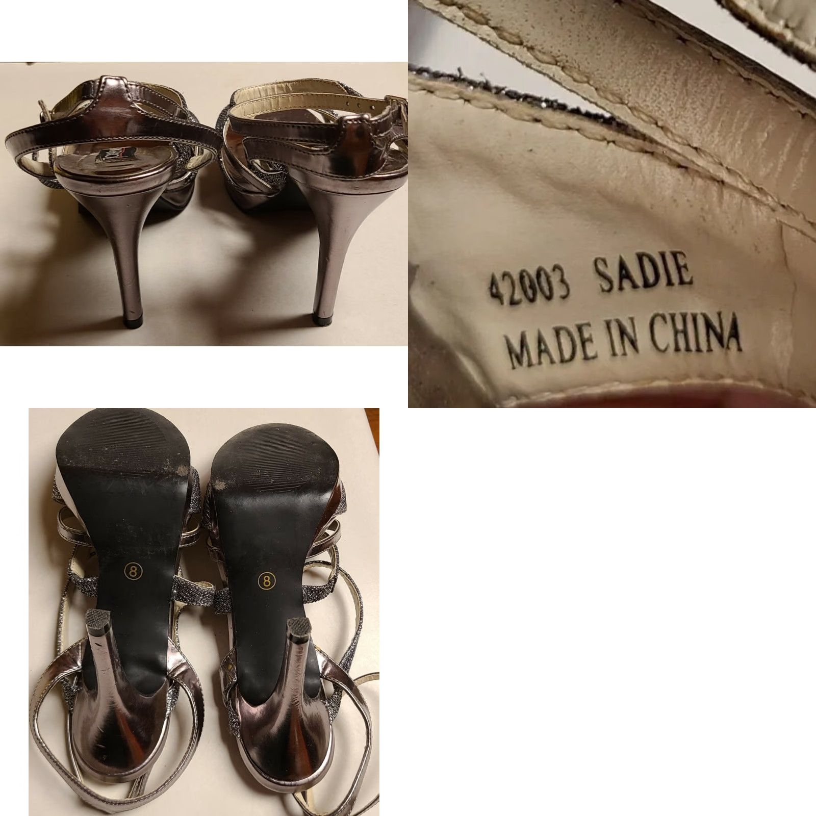 Vintage Tony Bowls Sadie 42003 Silver Sandal Strap Pageant Gala Shoes Women 8 Heel Stiletto Size US 8 / IT 38 - 8 Thumbnail