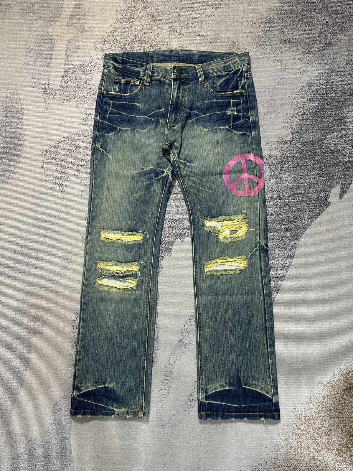 Kapital RERE Peace Distressed & Repaired Denim Y2k Style Size US 32 / EU 48 - 1 Thumbnail