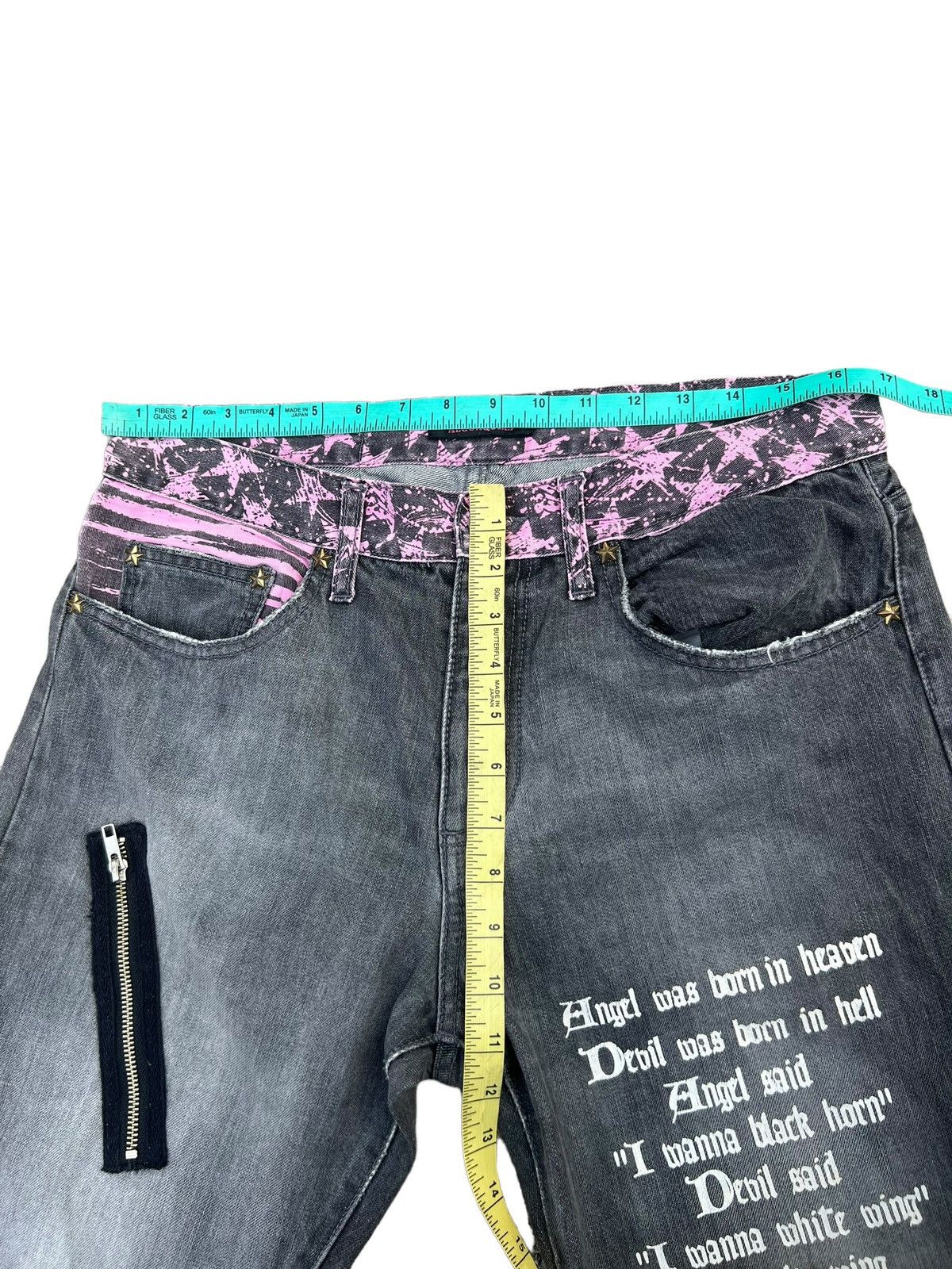 Designer ALGONQUINS Japan Distressed Punk Design Poem Denim Size US 32 / EU 48 - 3 Thumbnail