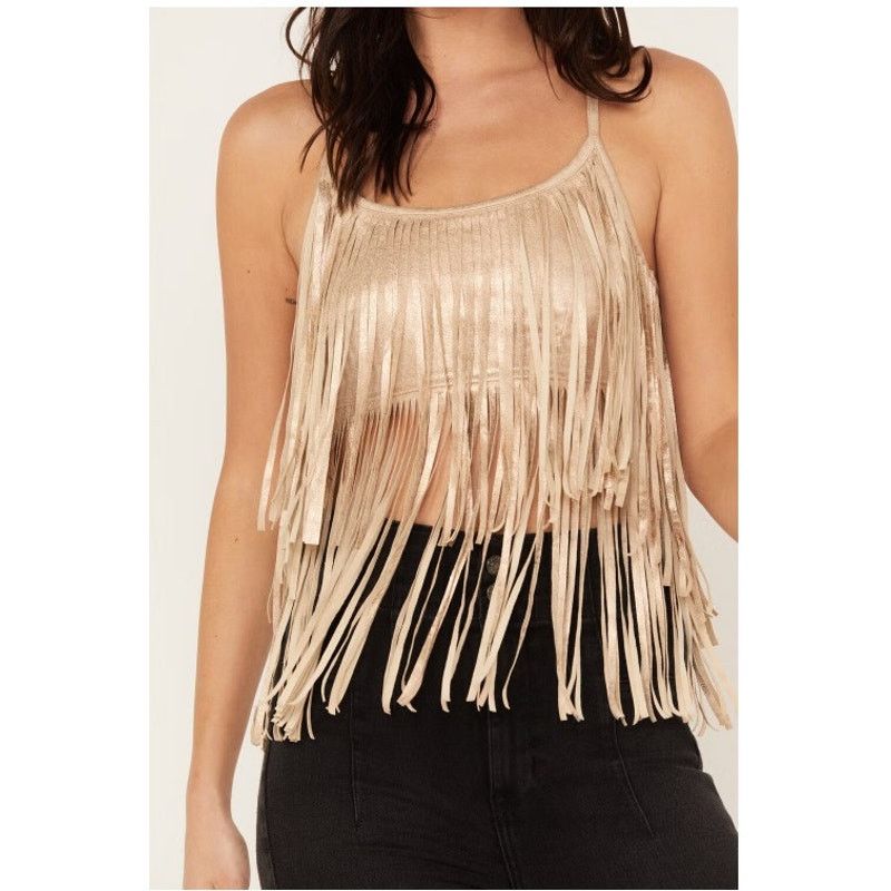 Other Shyanne Women's Cropped Fringe Tank Top - Size Small Size S / US 4 / IT 40 - 1 Thumbnail