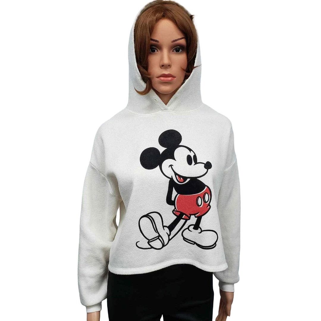 Disney Disney Mickey Mouse Hoodie Fleece Sweatshirt Hooded Cropped Size XS / US 0-2 / IT 36-38 - 2 Thumbnail