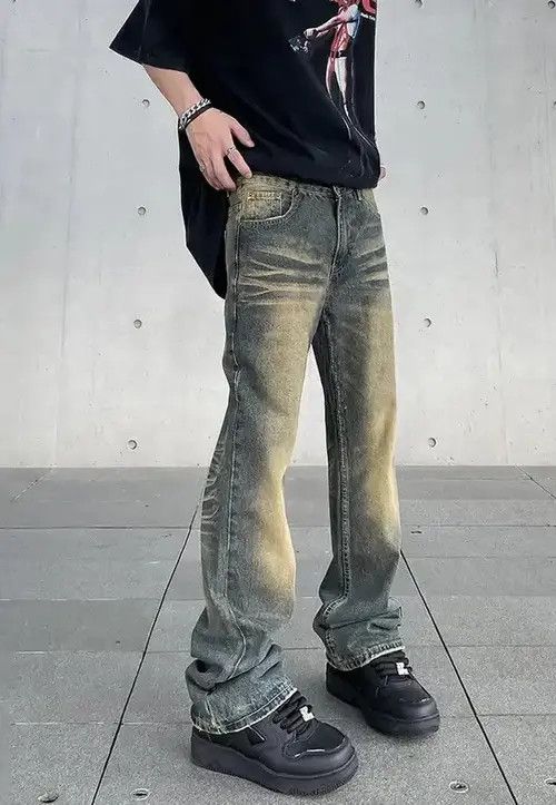 Y2K Flared Baggy Jeans Men