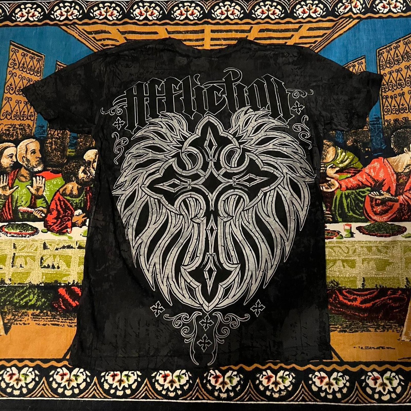 Crazy rare affliction y2k shirt cross skulls mma elite punk