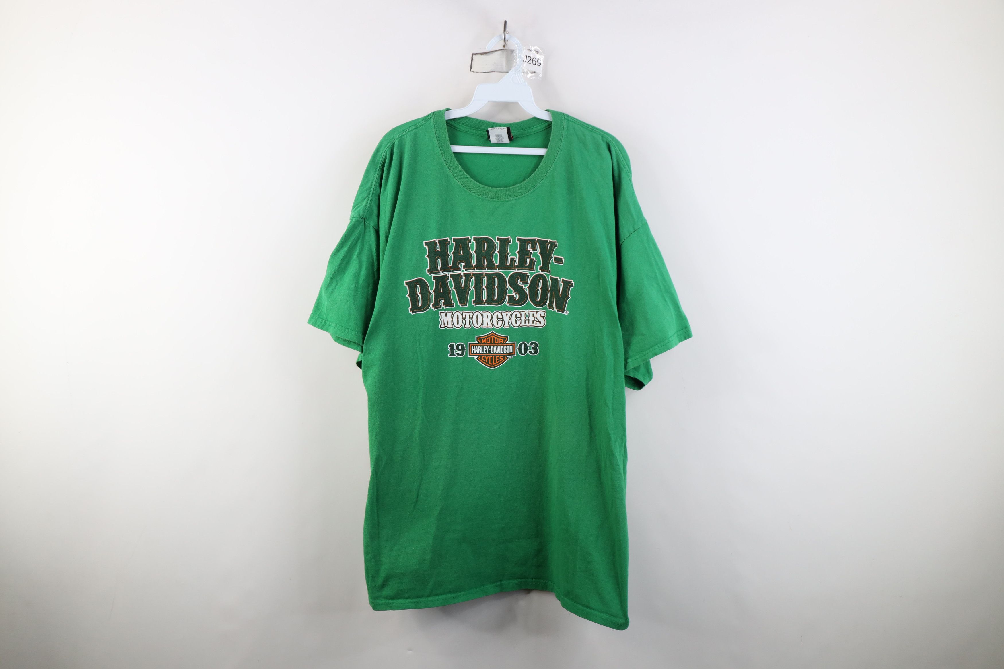 Harley Davidson Vintage Y2K Harley Davidson Big Logo T-Shirt Kelly Green Size US XXL / EU 58 / 5 - 1 Thumbnail