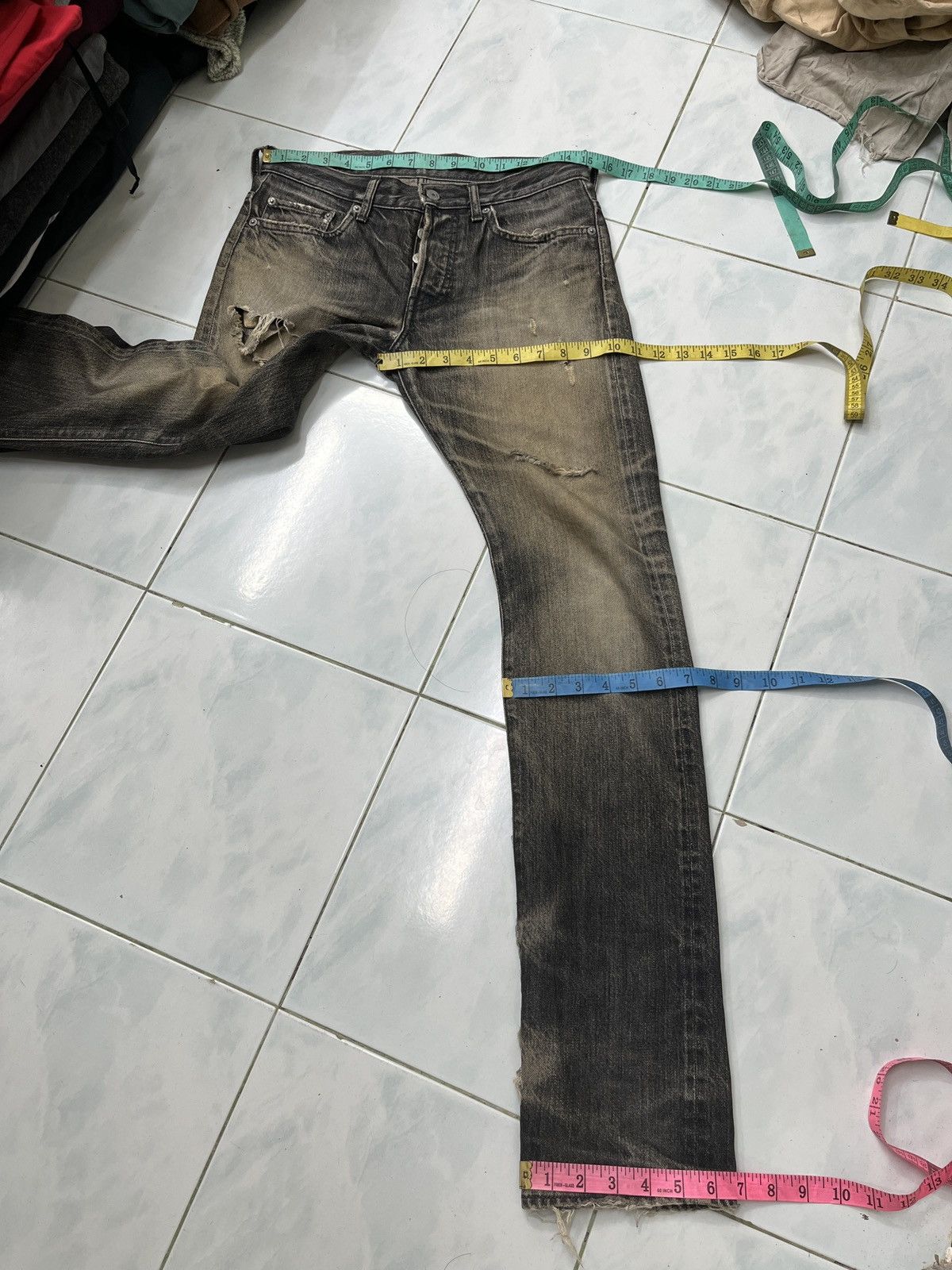Ships Jet Blue × Vintage 🔥🔥🔥ARCHIVE SHIPS JET BLUE DISTRESSED SELVEDGE DENIM Size US 30 / EU 46 - 23 Thumbnail