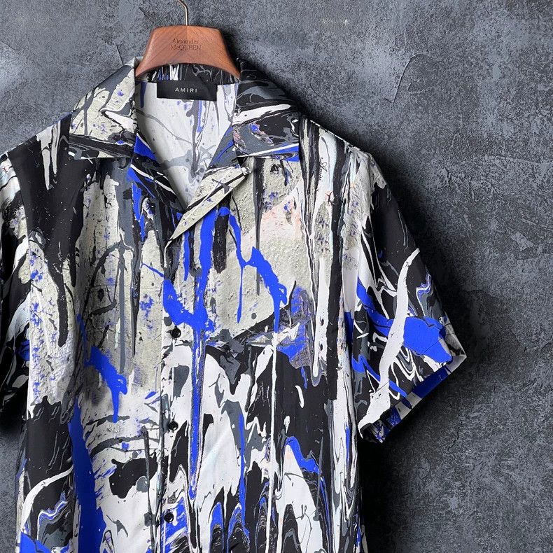 Amiri Amiri Spray paint design mulberry silk short-sleeved shirt Size US S / EU 44-46 / 1 - 3 Thumbnail