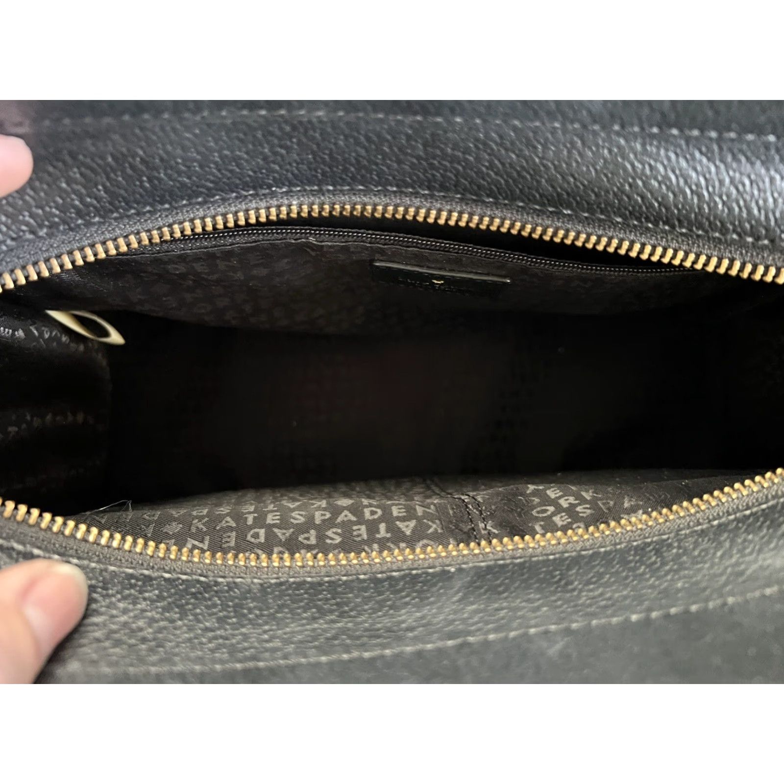Vintage kate spade new york Satchel Women Medium Leather Grove Street Caley Navy Blue Black Zip Top Handle Bag Size ONE SIZE - 7 Thumbnail