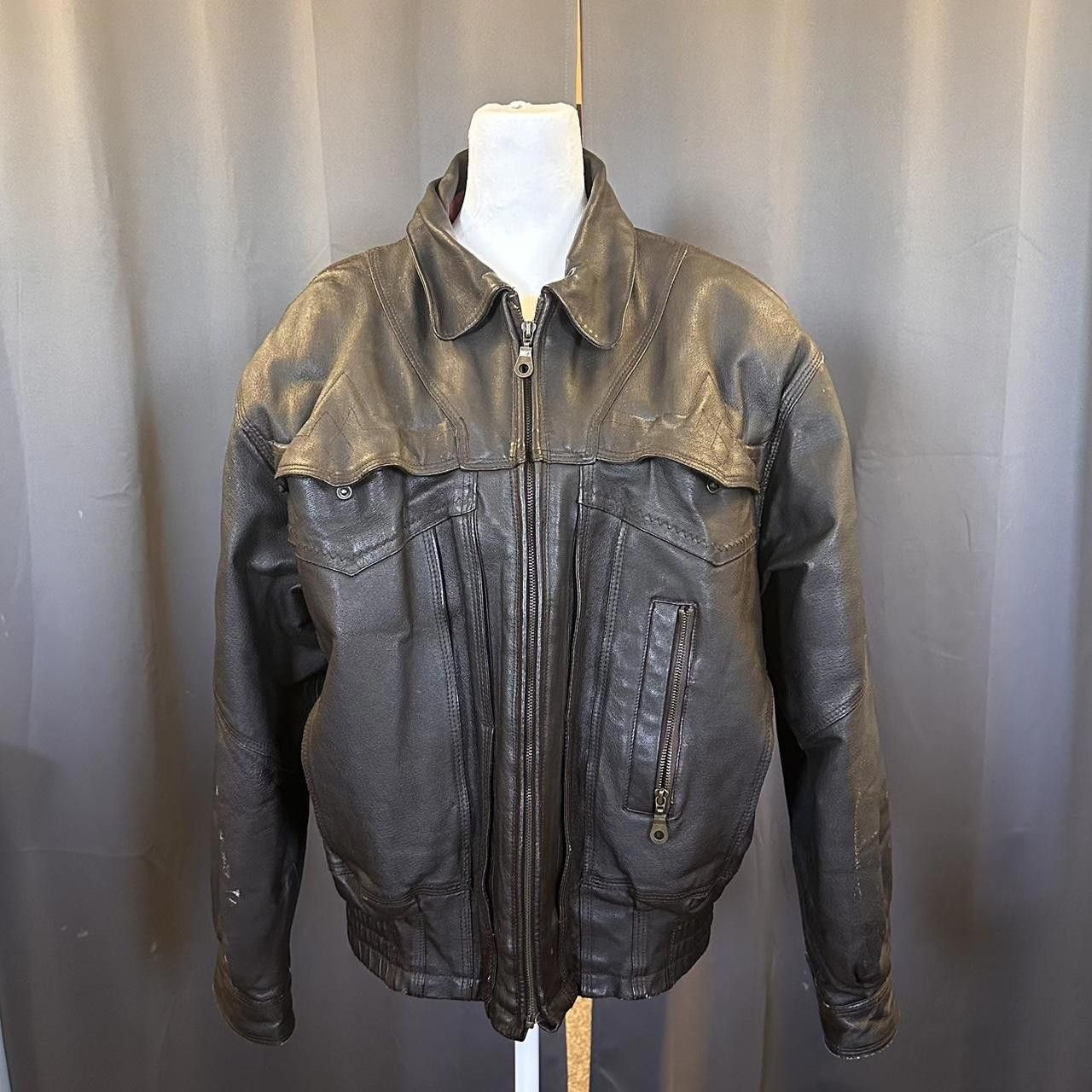 Designer Vintage Brown Leather Weekends Biker Jacket Size US L / EU 52-54 / 3 - 1 Thumbnail