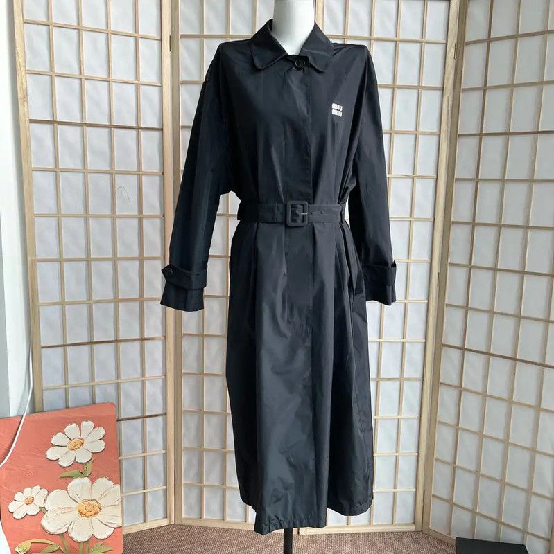 Miu Miu Miu Miu Dark Blue Women's Trench Coat 0089 Size M / US 6-8 / IT 42-44 - 1 Thumbnail