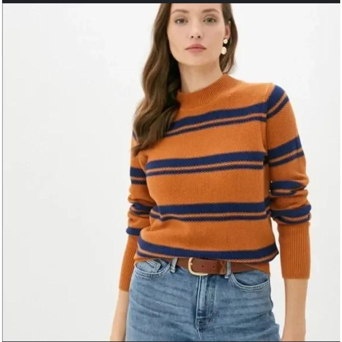 Gap GAP mock neck brown blue textured sweater nautical fall Size S / US 4 / IT 40 - 2 Thumbnail