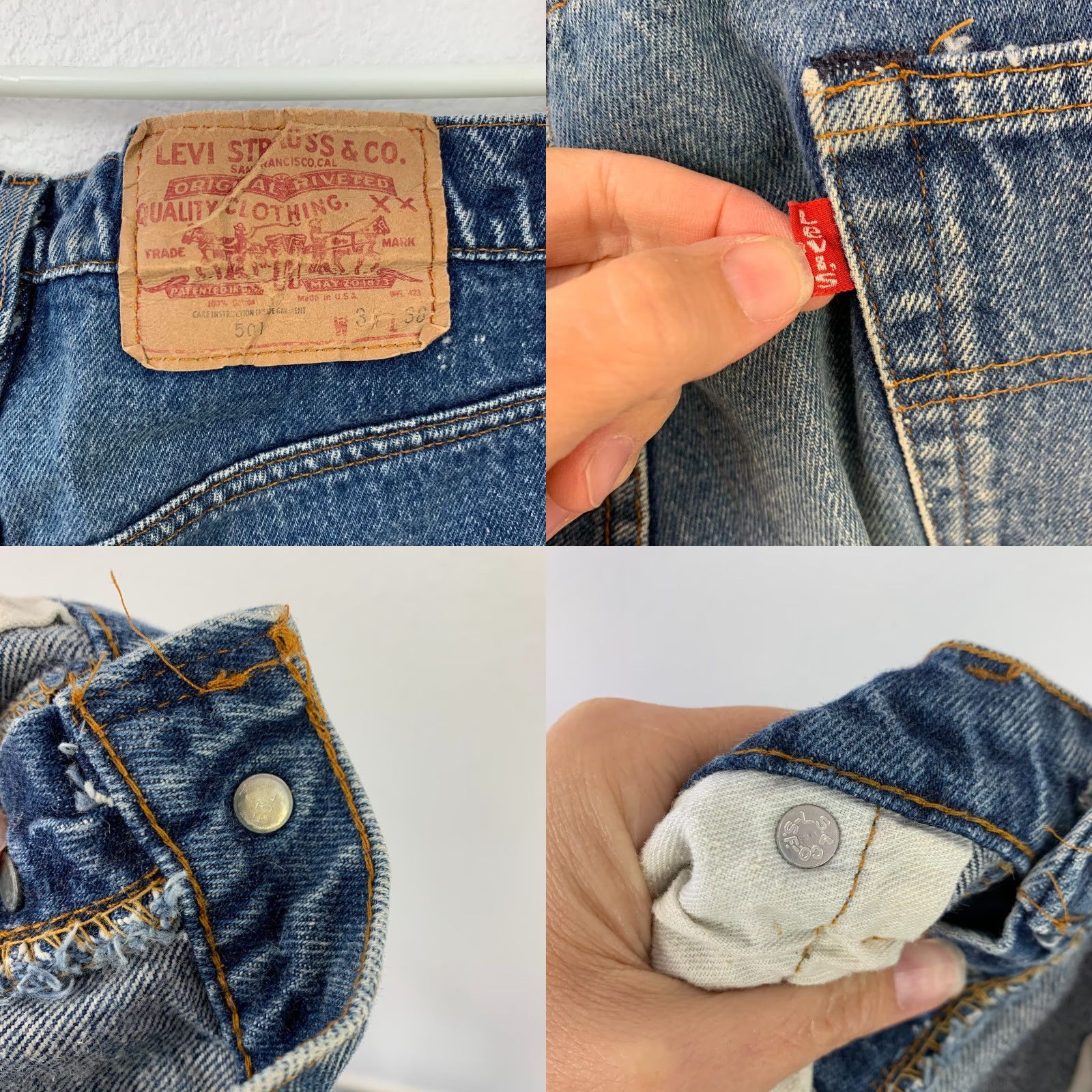 Levi's VINTAGE Levi's Jean Levi Strauss Button Fly 501 XX 34x38 32.5 Inseam Blue Denim Men Jeans Medium Wash 100% Cotton Size US 38 / EU 54 - 8 Thumbnail