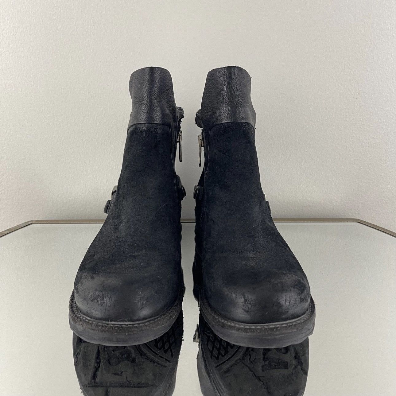 A.S.98 A.S.98 Black Nubuck Suede Airstep Biker Stud Ankle Booties Size US 7 / IT 37 - 7 Thumbnail