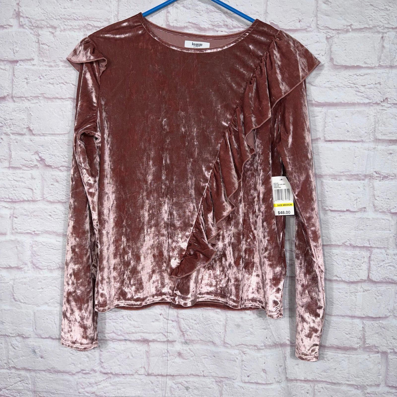 Other Kensie Jeans Medium Crushed Velvet Long Sleeve Top NWT Size M / US 6-8 / IT 42-44 - 1 Thumbnail