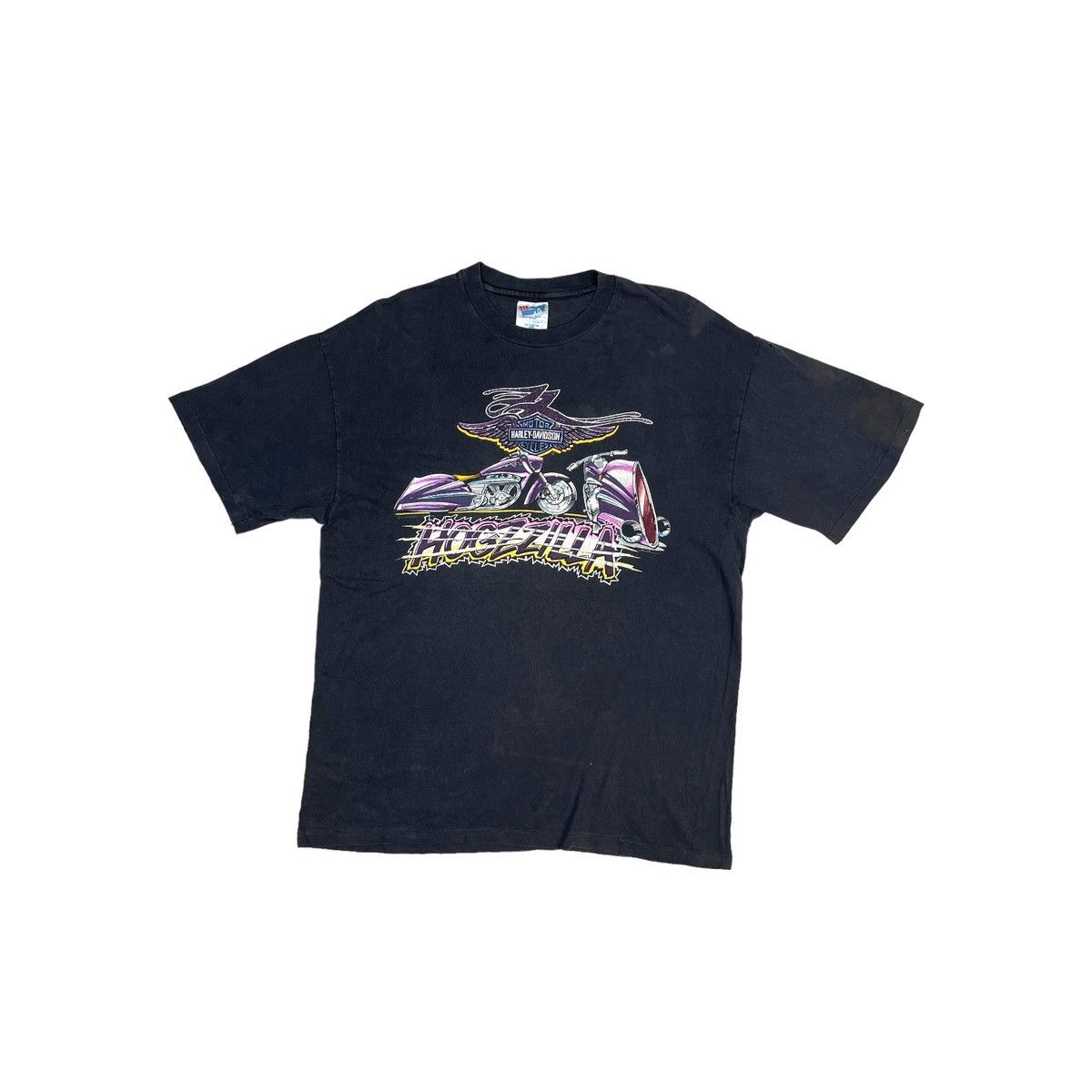 image of Vintage Harley Davidson Zz Top Hogzzilla Tee in Black, Men's (Size Large)